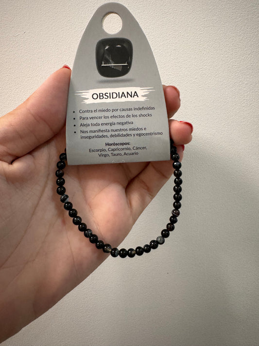 Pulsera 4mm obsidiana