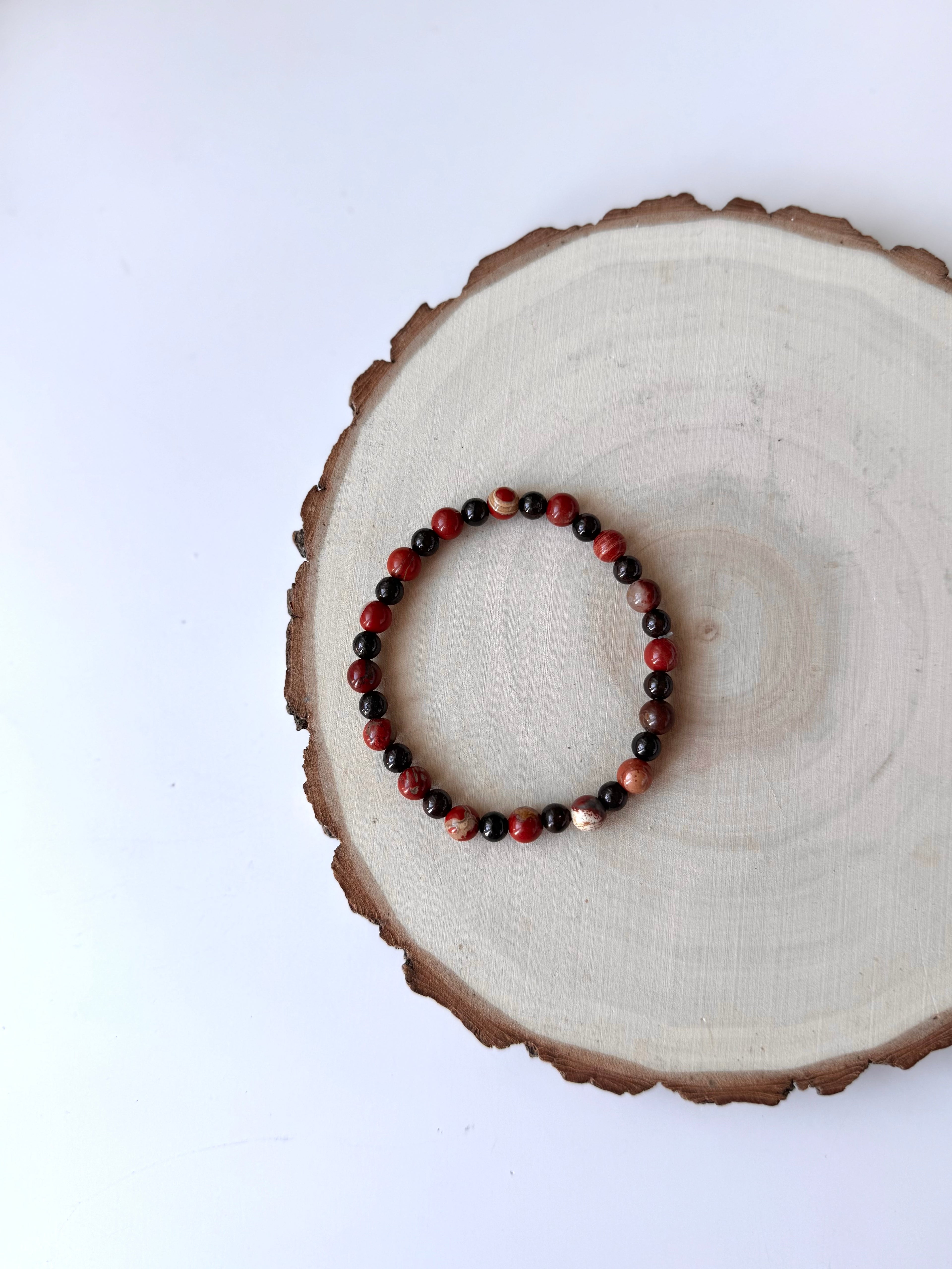 PULSERA COMBINADA JASPE ROJO Y GRANATE | ENERGÍA VITAL