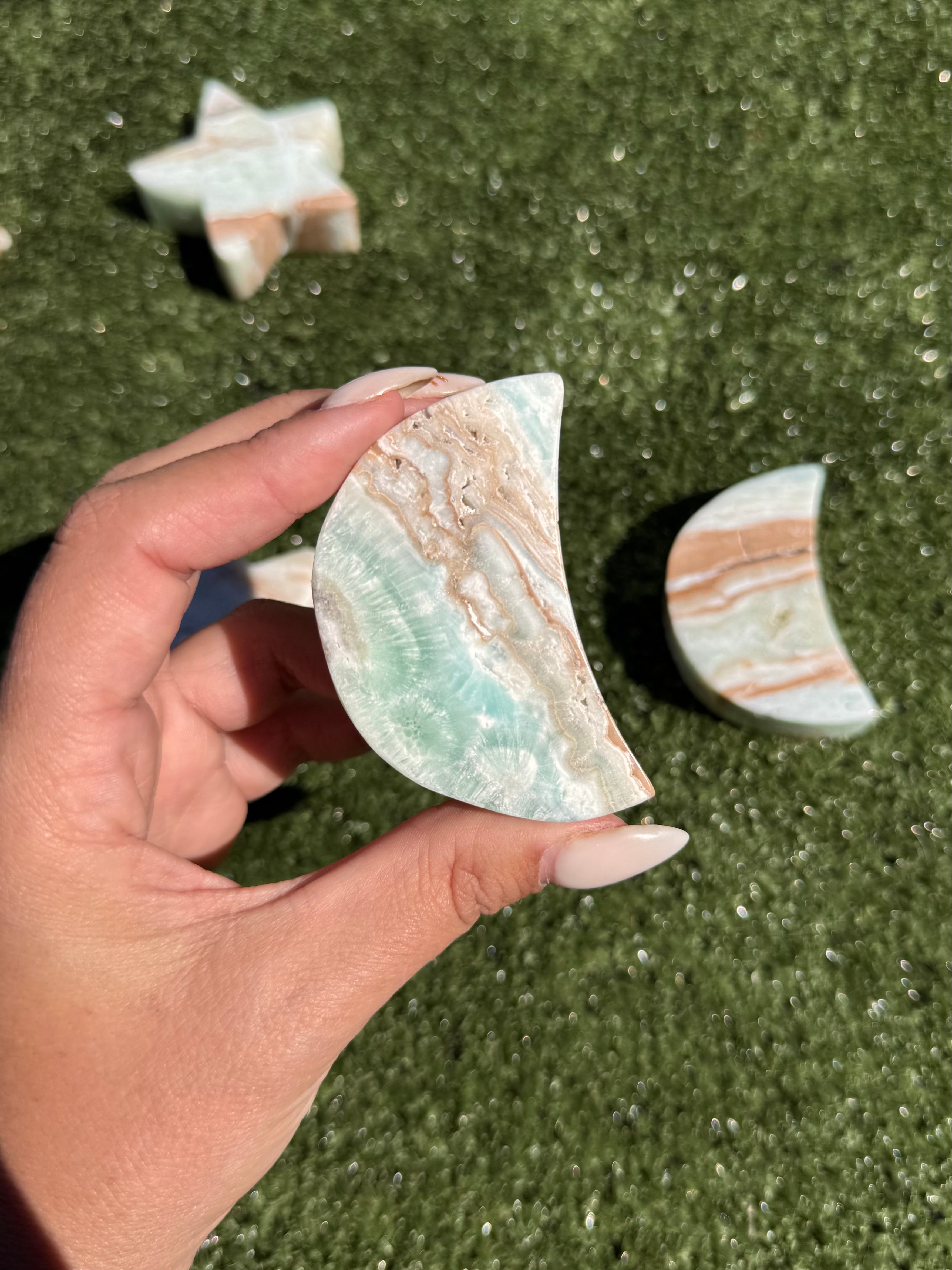 MEDIA LUNA DE CALCITA CARIBE | CALMA MENTAL | EQUILIBRIO EMOCIONAL