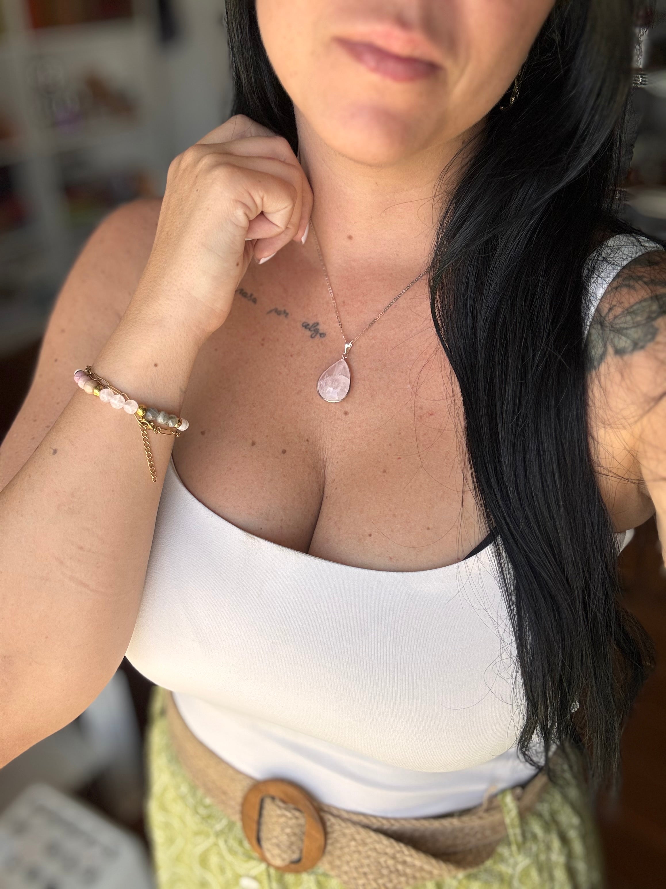 COLGANTE GOTA CUARZO ROSA