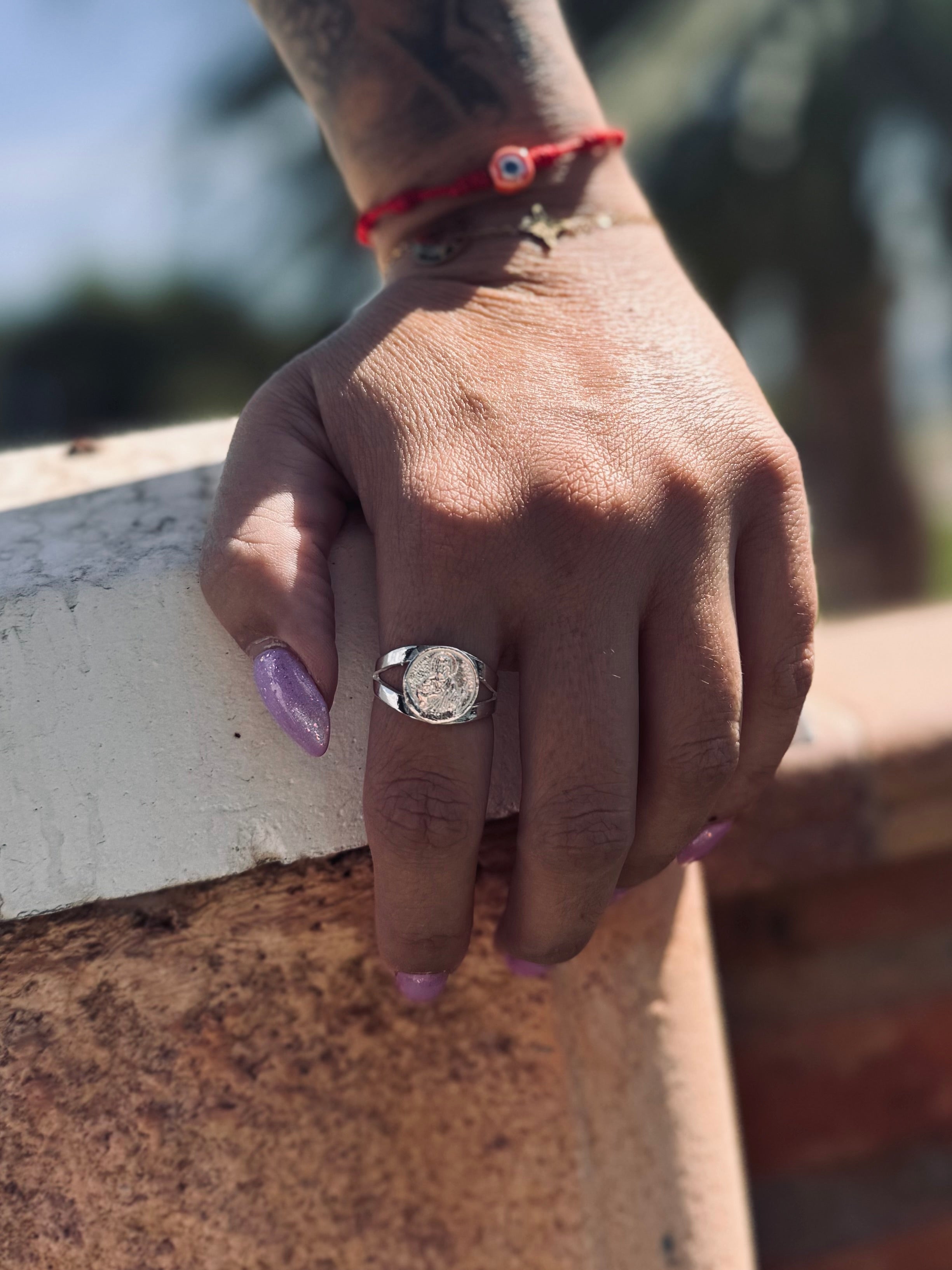 ANILLO SAN JUDAS AJUSTABLE PLATA