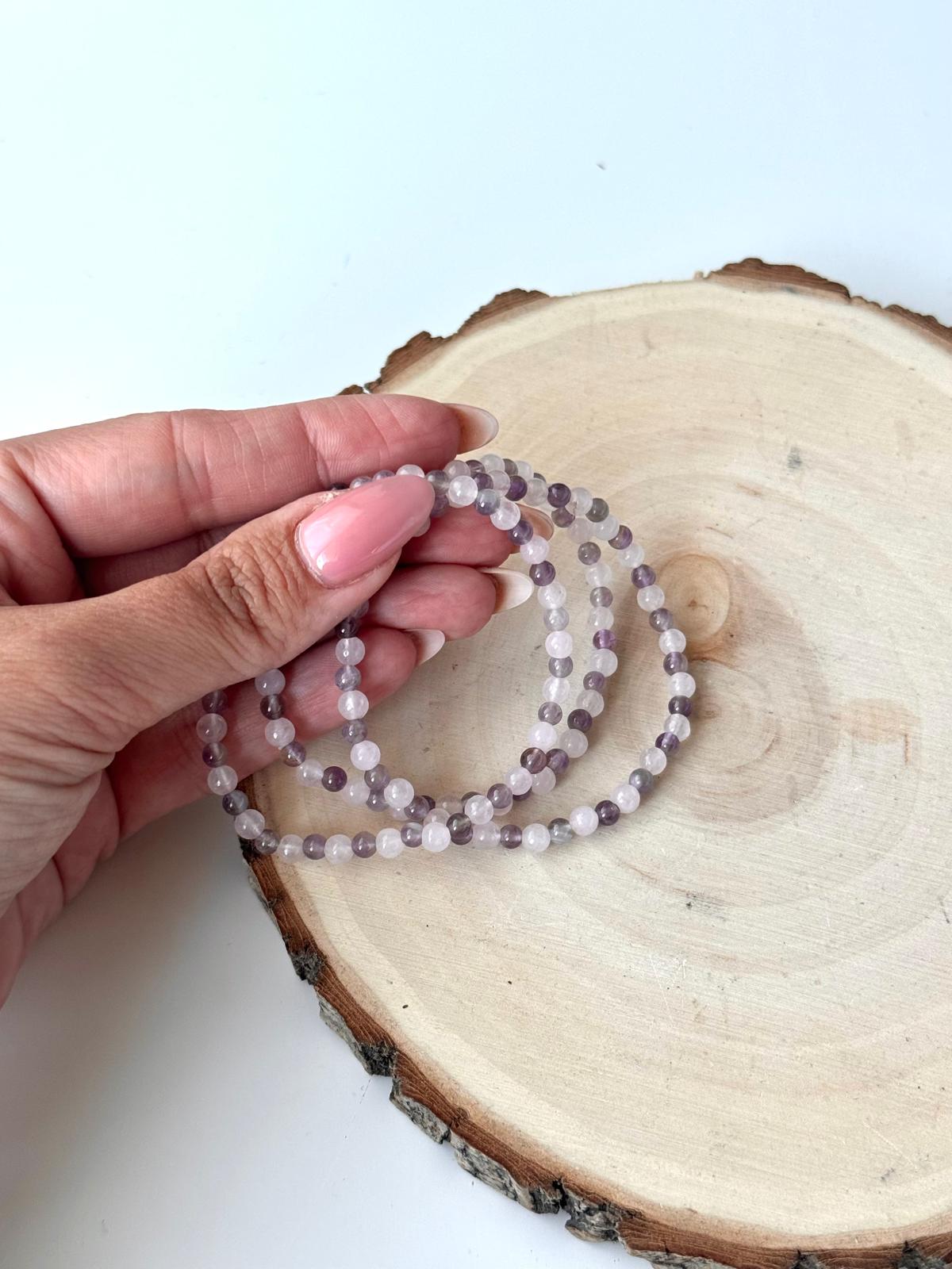 PULSERA COMBINADA CUARZO ROSA Y AMATISTA | AMOR PROPIO