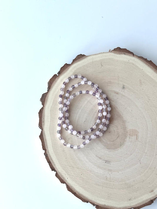 PULSERA COMBINADA CUARZO ROSA Y AMATISTA | AMOR PROPIO