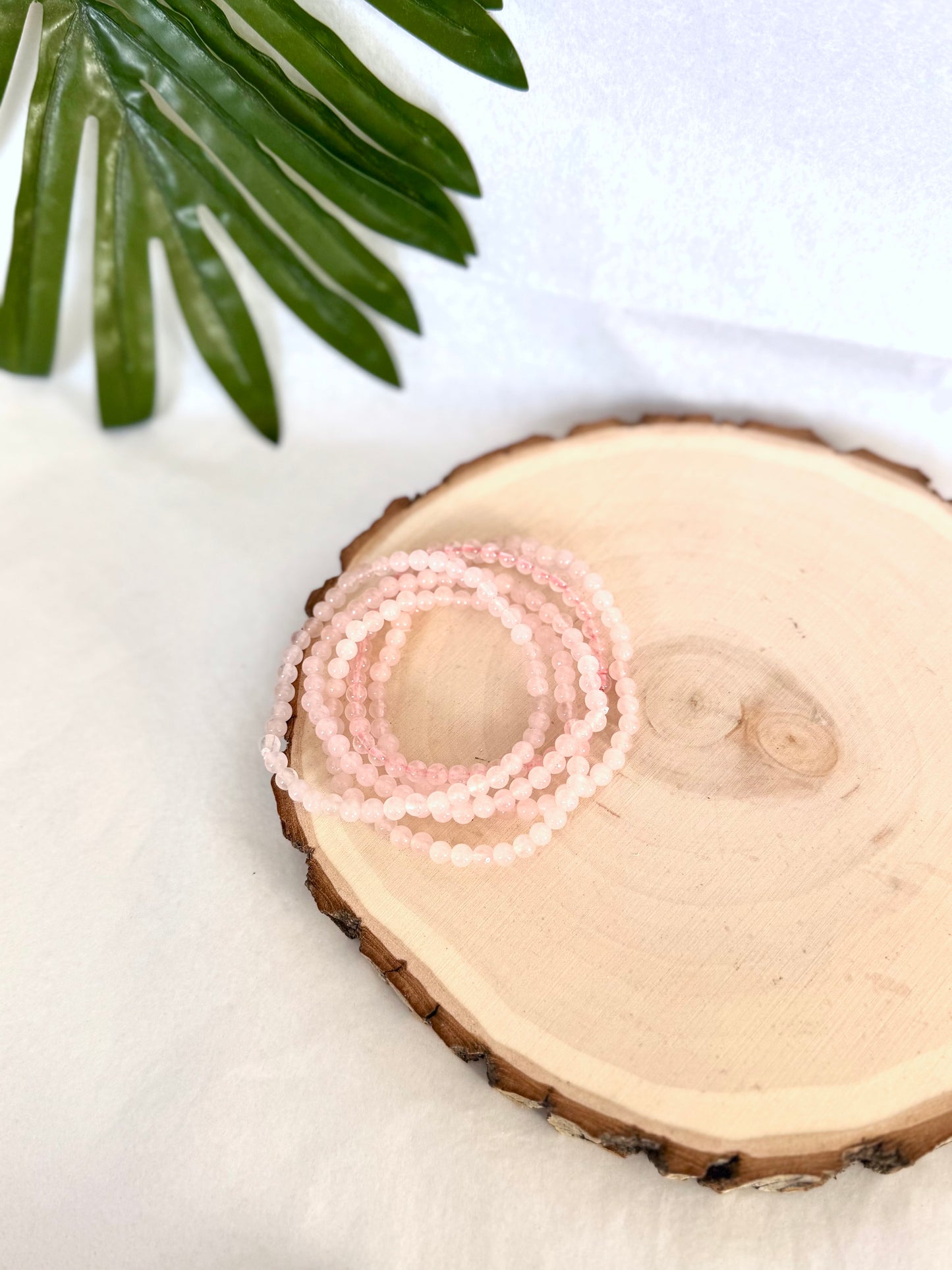 PULSERA ELÁSTICA CUARZO ROSA 4MM | AMOR PROPIO | HERIDAS EMOCIONALES