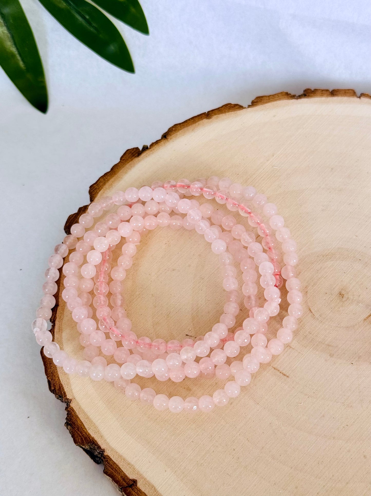 PULSERA ELÁSTICA CUARZO ROSA 4MM | AMOR PROPIO | HERIDAS EMOCIONALES