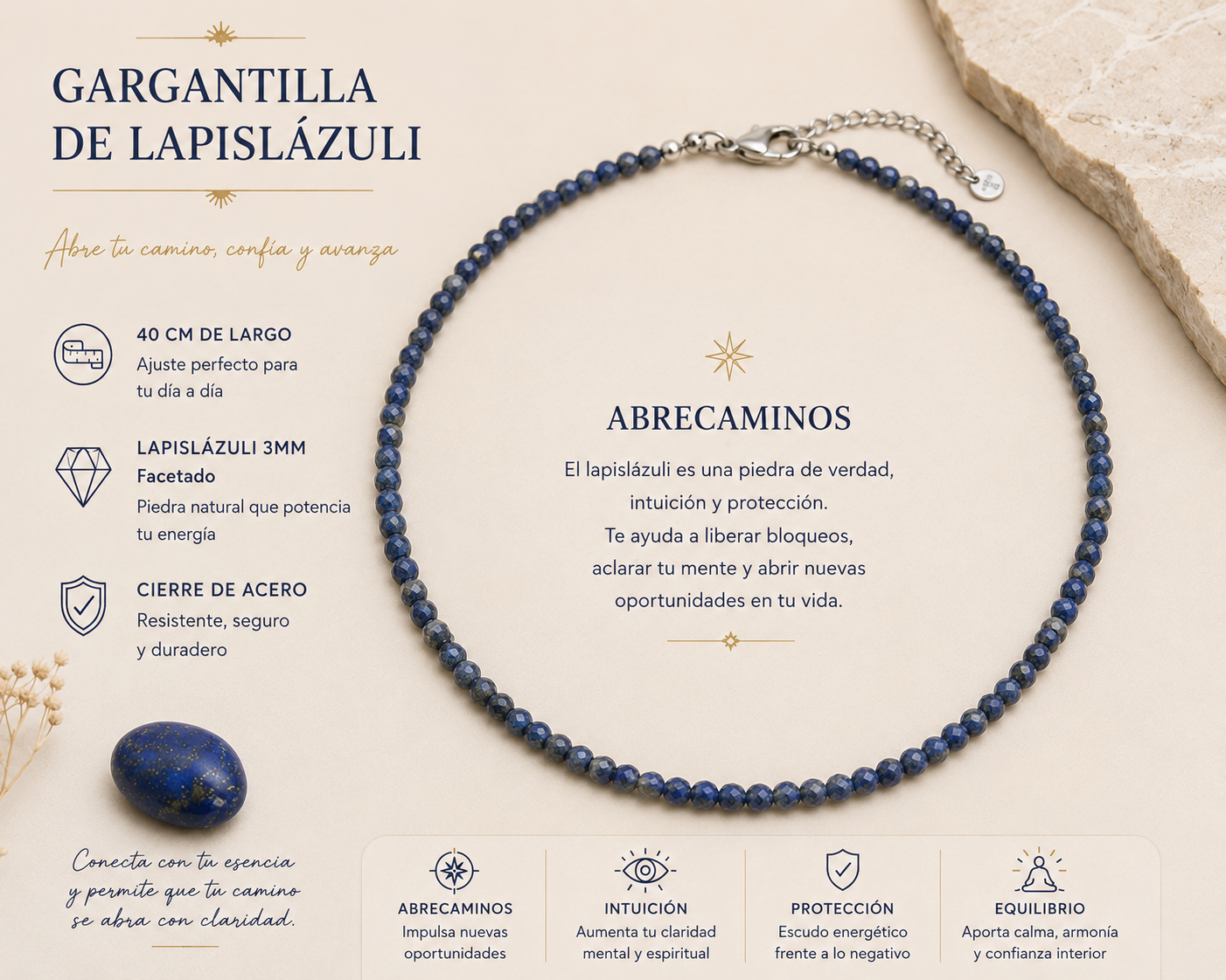 gargantilla abrecaminos lapislazuli